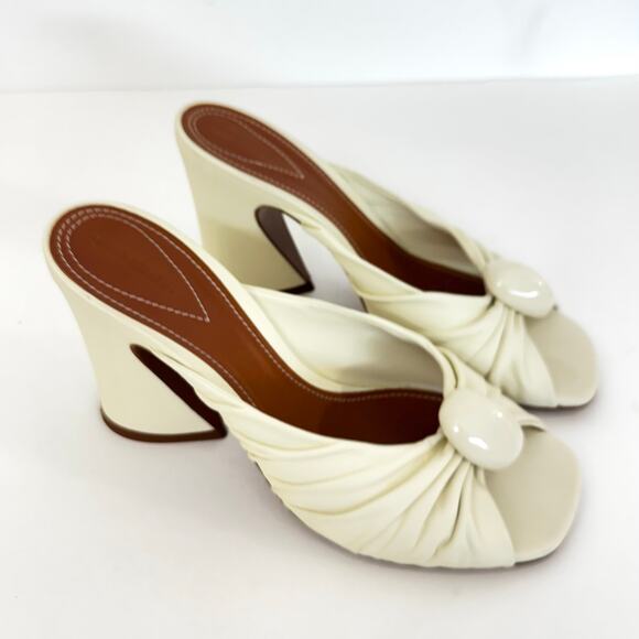 ZIMMERMANN Morrell 85mm Leather Gleam Mule Sandals Shoes in Almond Sz. 40/US9 - Picture 2 of 14